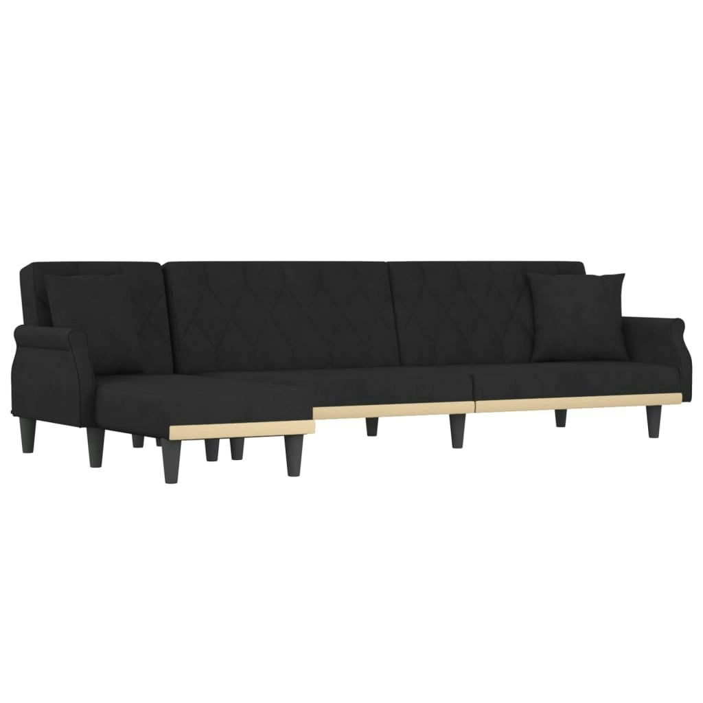 L-shaped Sofa Bed Black 271x140x70 cm Velvet 3157279