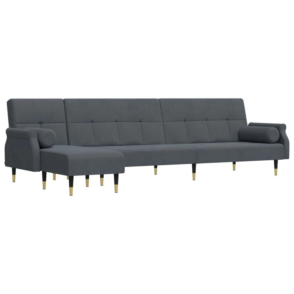 L-shaped Sofa Bed Dark Grey 271x140x70 cm Velvet 3157222