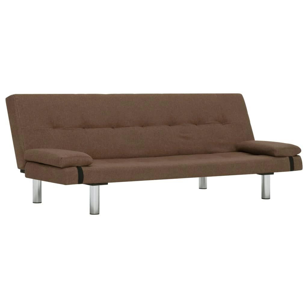 Sofa Bed with Two Pillows Brown Polyester 282186