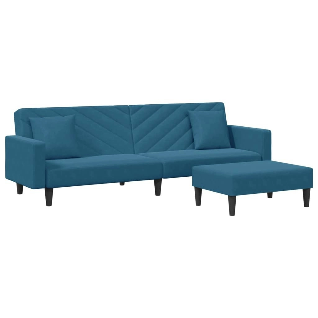 2 Piece Sofa Set with Pillows Blue Velvet 3216267