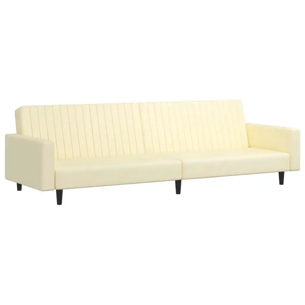 2-Seater Sofa Bed Cream Faux Leather 337668