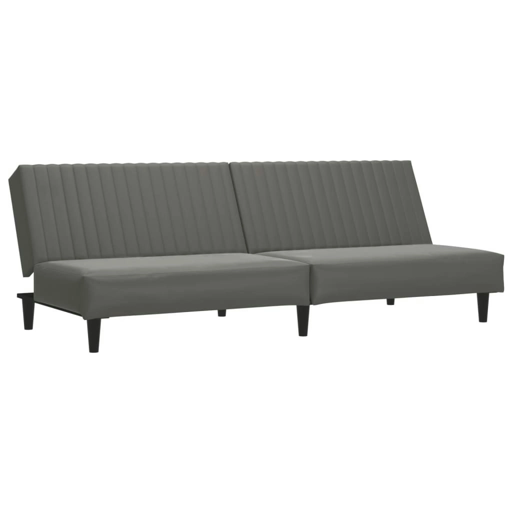 2-Seater Sofa Bed Grey Faux Leather 337663