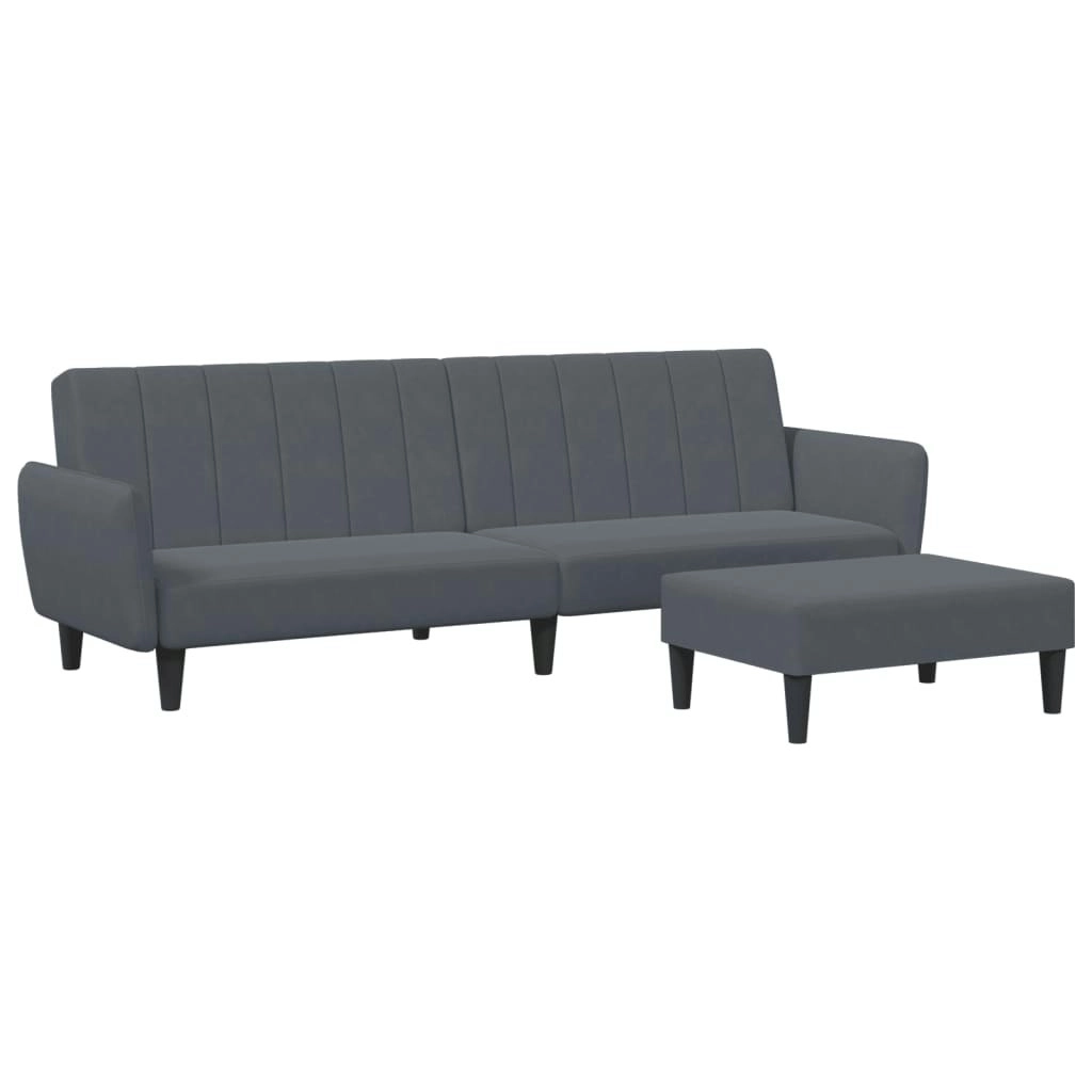 2-Seater Sofa Bed with Footstool Dark Grey Velvet 3216251