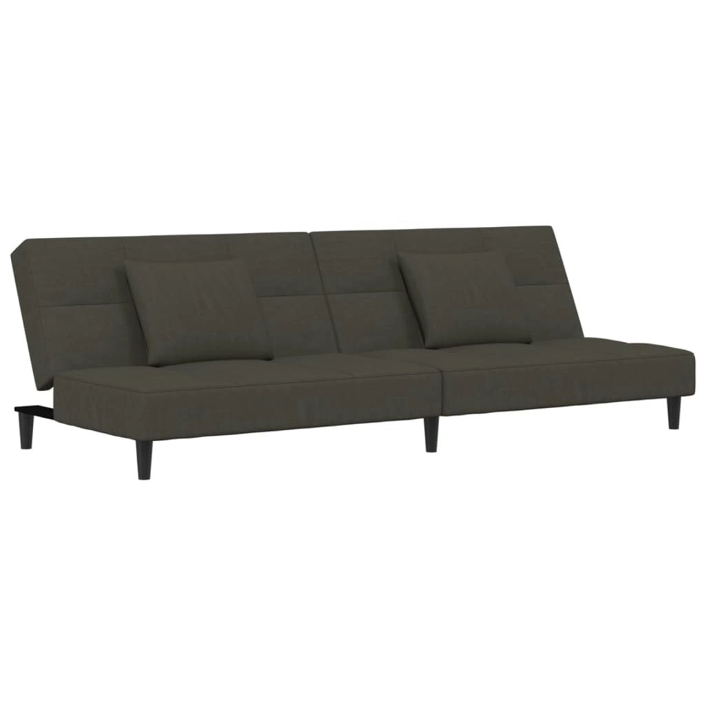 2-Seater Sofa Bed with Two Pillows Dark Grey Velvet 375808