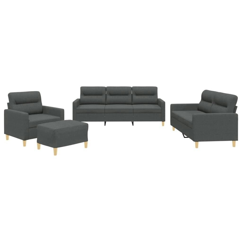 4 Piece Sofa Set with Cushions Dark Grey Fabric 3201545