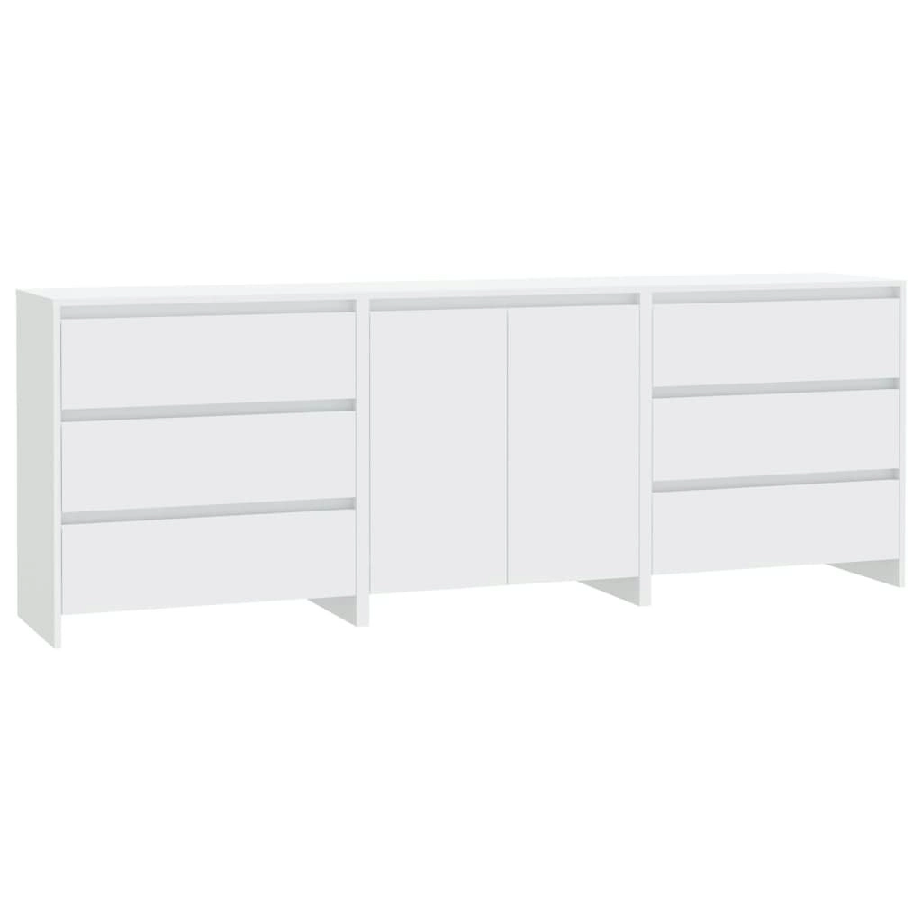 3 Piece Sideboard White Engineered Wood 3098065