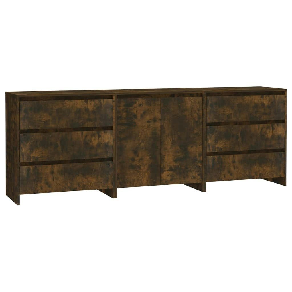 3 Piece Sideboard Smoked Oak Engineered Wood 3098070