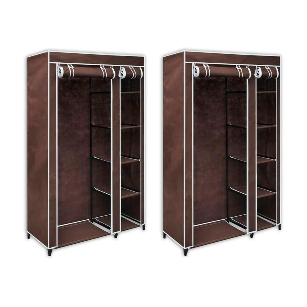 Fabric Wardrobes 2 pcs Brown 60722