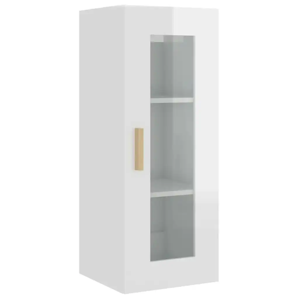 Hanging Wall Cabinet High Gloss White 34.5x34x90 cm 812453