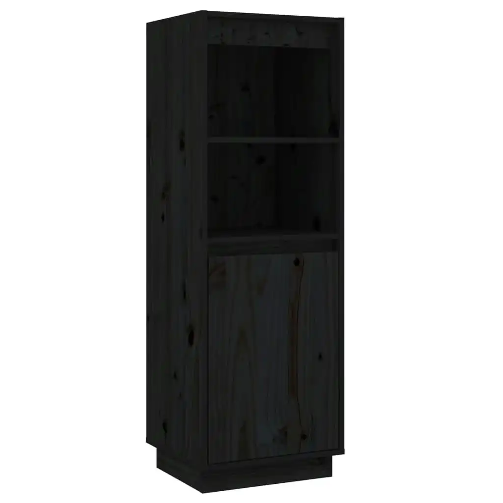 Highboard Black 37x34x110 cm Solid Wood Pine 813519