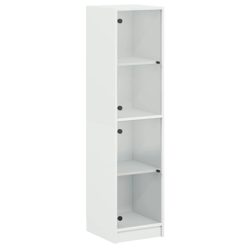 Highboard with Glass Doors White 35x37x142 cm 836434