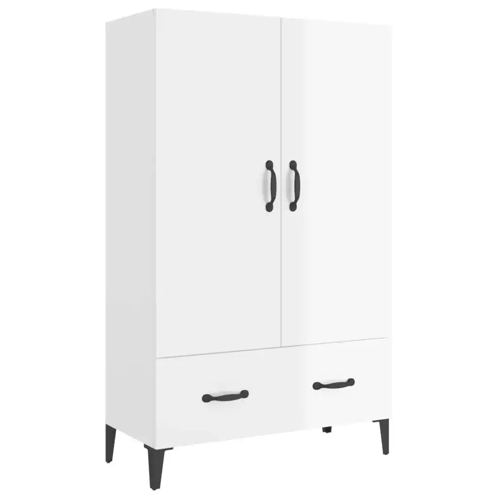 Highboard High Gloss White 70x31x115 cm Engineered Wood 812543