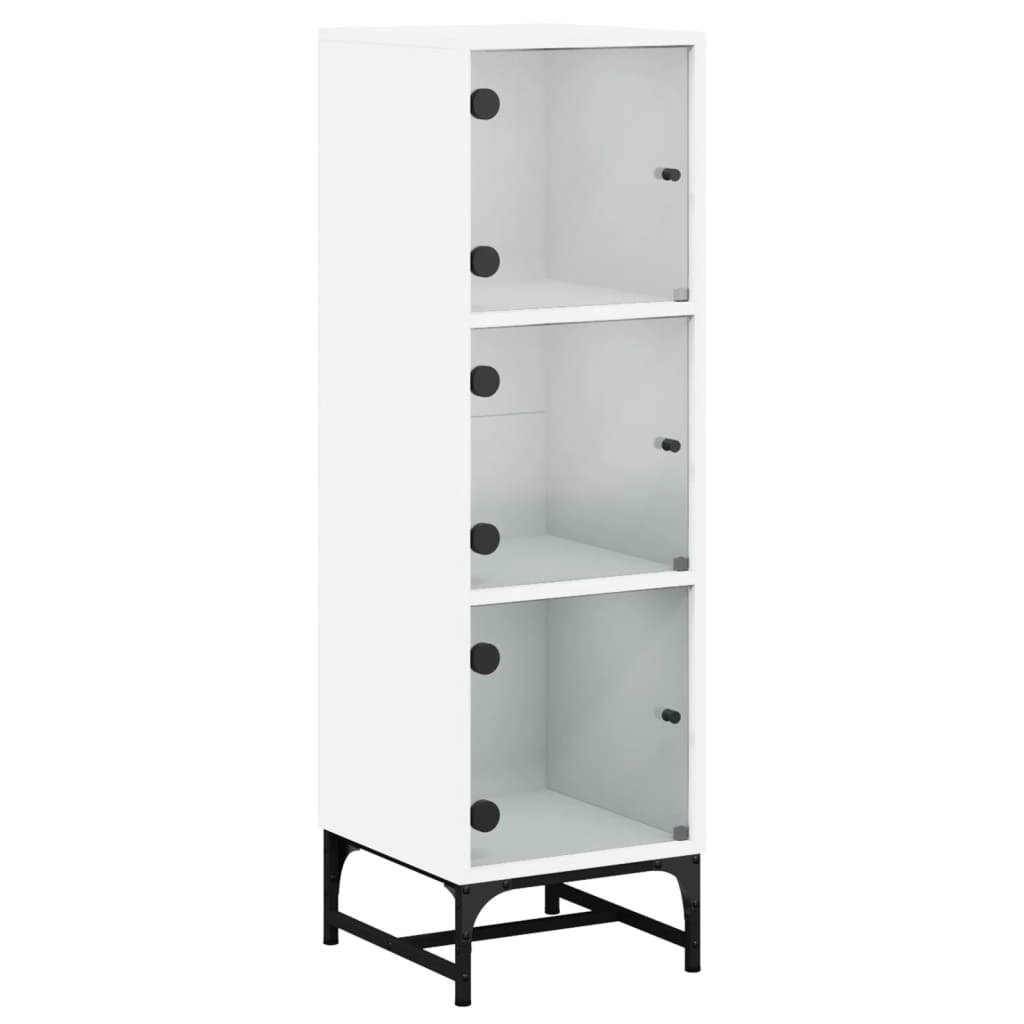 Highboard with Glass Doors White 35x37x120 cm 836560