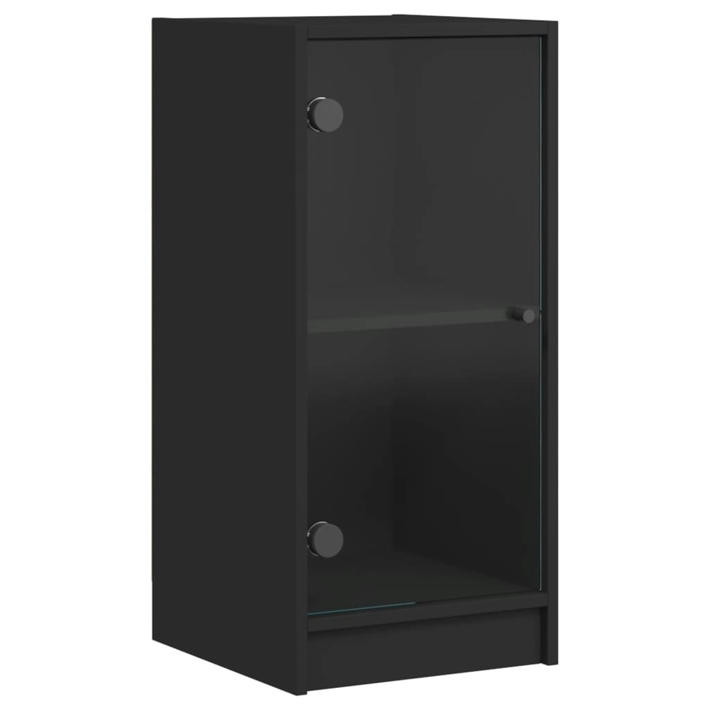 Side Cabinet with Glass Doors Black 35x37x75.5 cm 836400