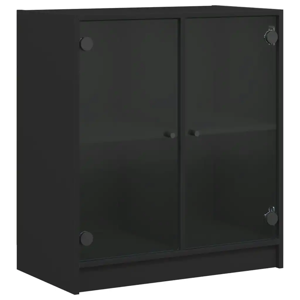 Side Cabinet with Glass Doors Black 68x37x75.5 cm 836421