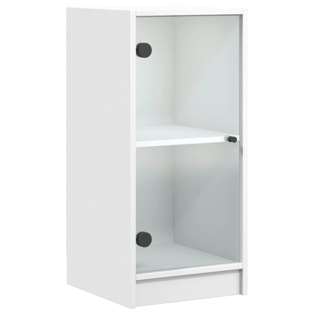 Side Cabinet with Glass Doors White 35x37x75.5 cm 836399