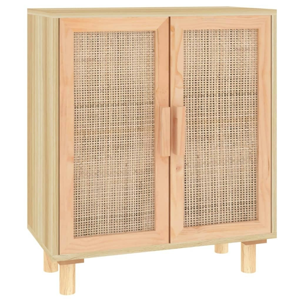 Sideboard Brown 60x30x70 cm Solid Wood Pine and Natural Rattan 345632