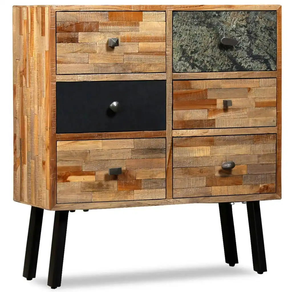 Side Cabinet with 6 Drawers 70x30x76 cm Solid Reclaimed Teak 245405