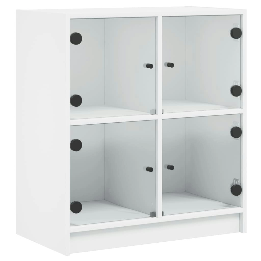 Side Cabinet with Glass Doors White 68x37x75.5 cm 836378