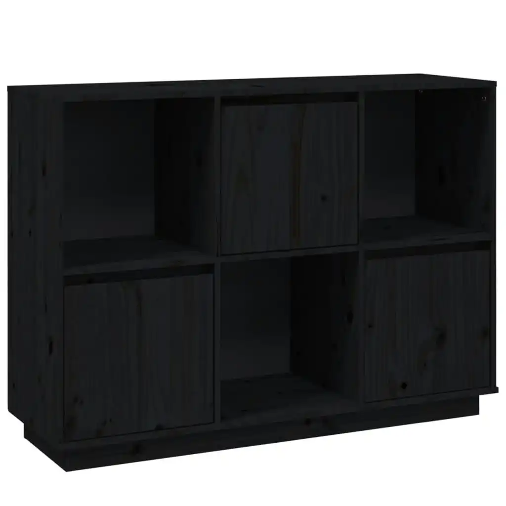 Sideboard Black 110.5x35x80 cm Solid Wood Pine 814358