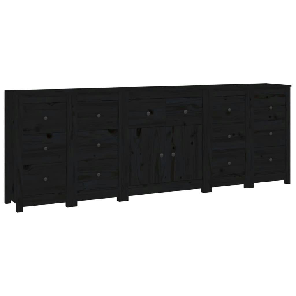 Sideboard Black 230x35x80 cm Solid Wood Pine 3114093