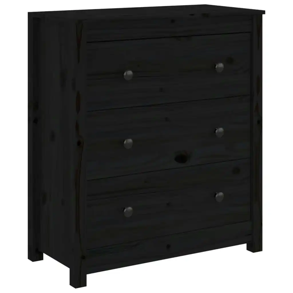 Sideboard Black 70x35x80 cm Solid Wood Pine 813738