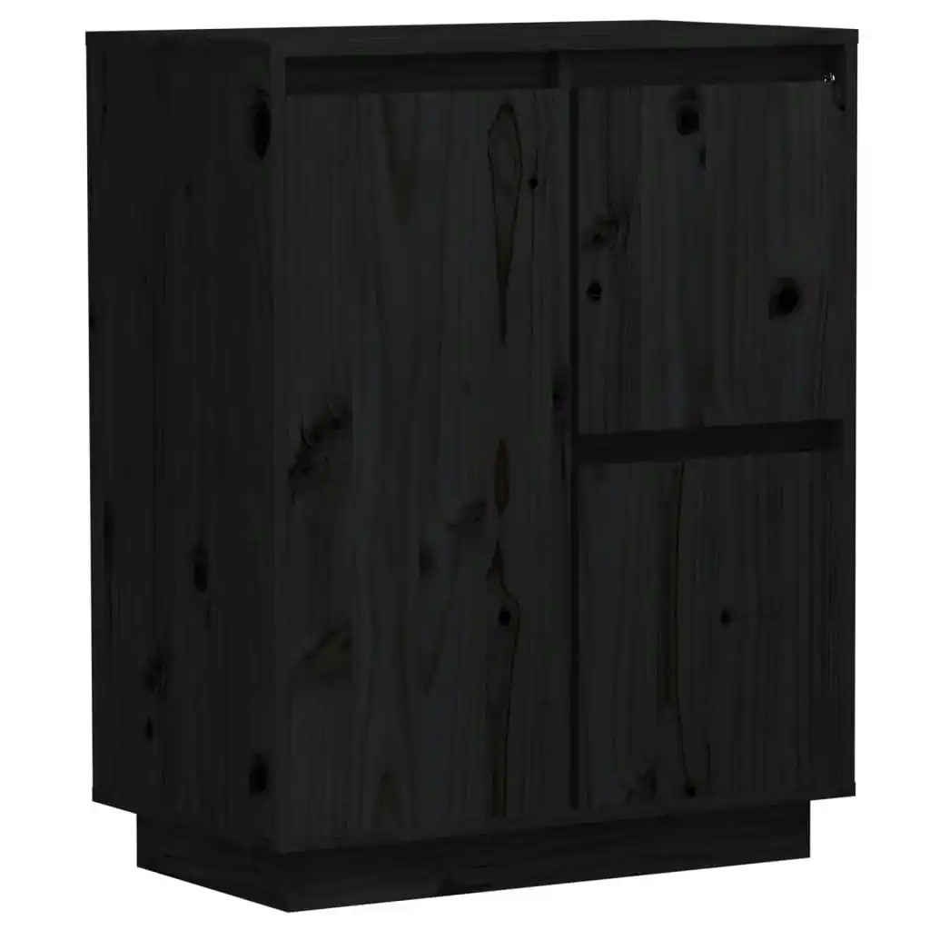 Sideboard Black 60x34x75 cm Solid Wood Pine 813394