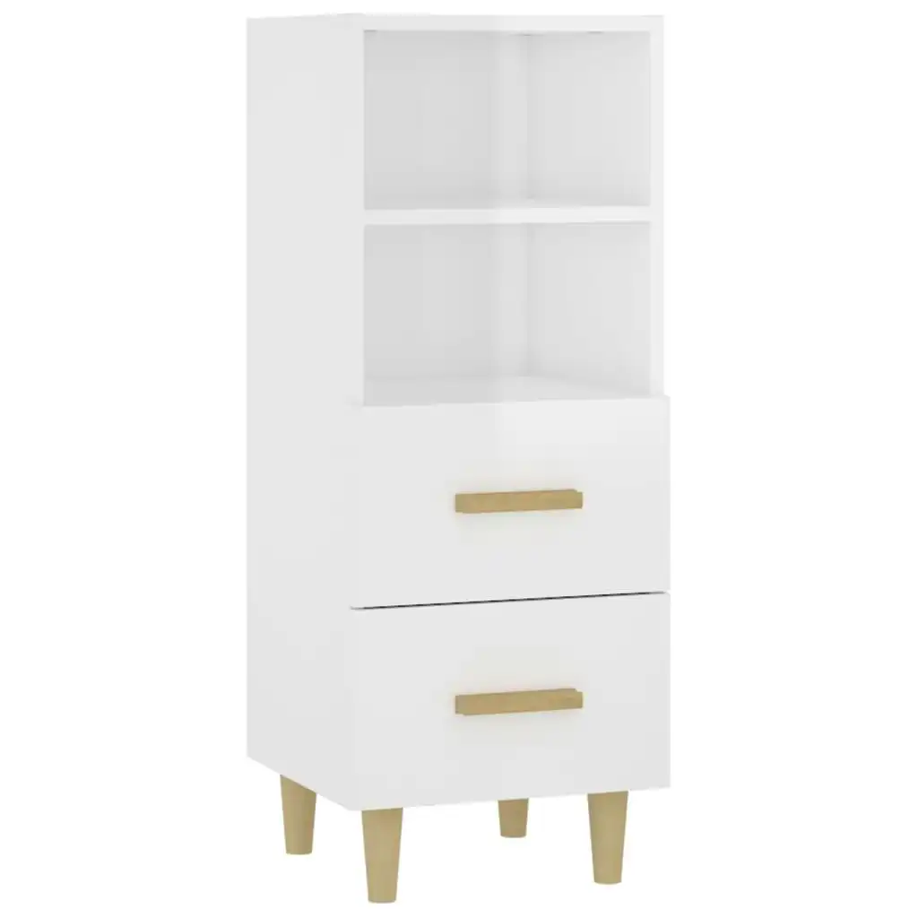 Sideboard High Gloss White 34.5x34x90 cm Engineered Wood 812363