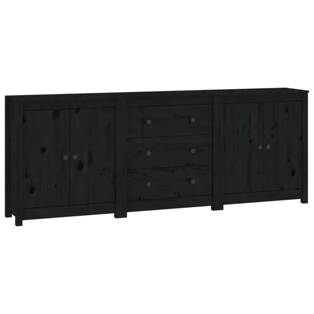 Sideboard Black 210x35x80 cm Solid Wood Pine 3114073