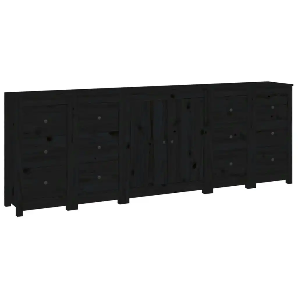 Sideboard Black 230x35x80 cm Solid Wood Pine 3114088