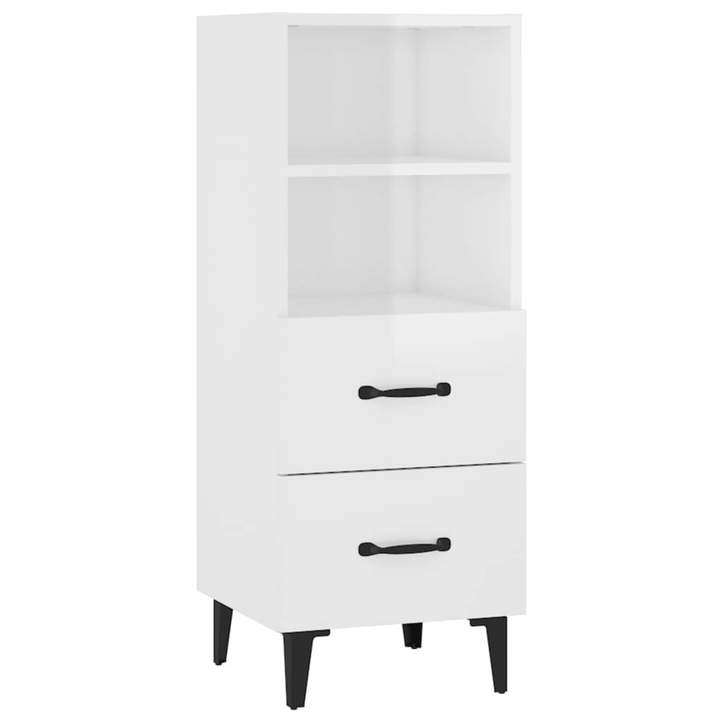 Sideboard High Gloss White 34.5x34x90 cm Engineered Wood 812372