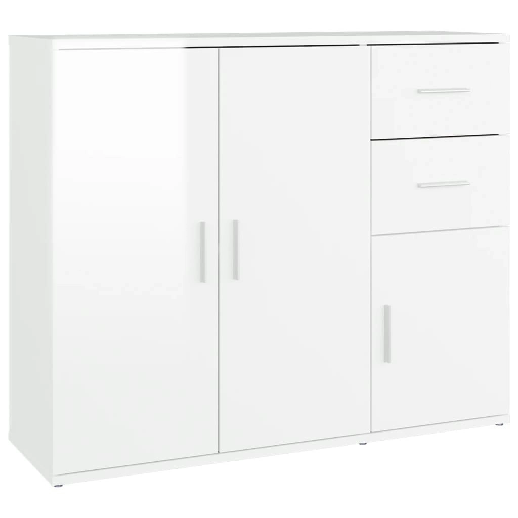 Sideboard High Gloss White 91x29.5x75 cm Engineered Wood 823271