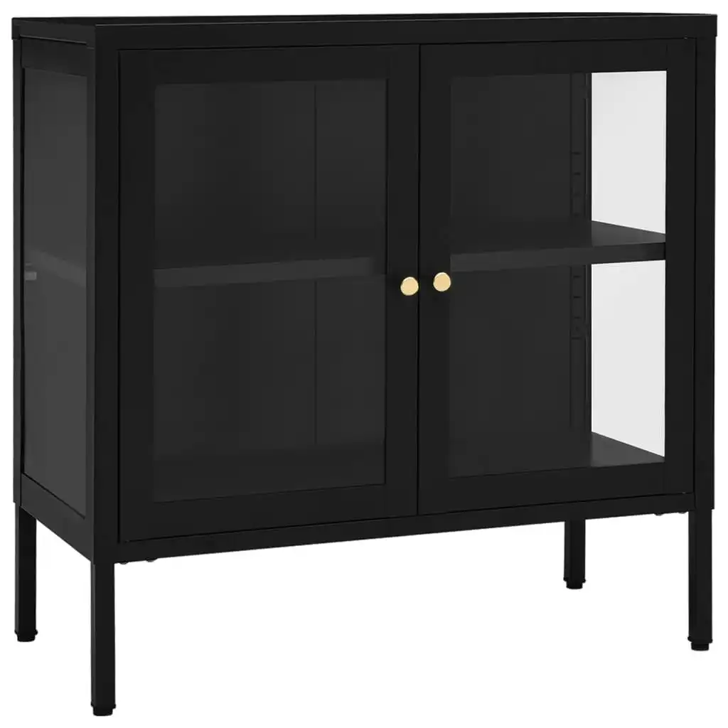 Sideboard Black 70x35x70 cm Steel and Glass 336064