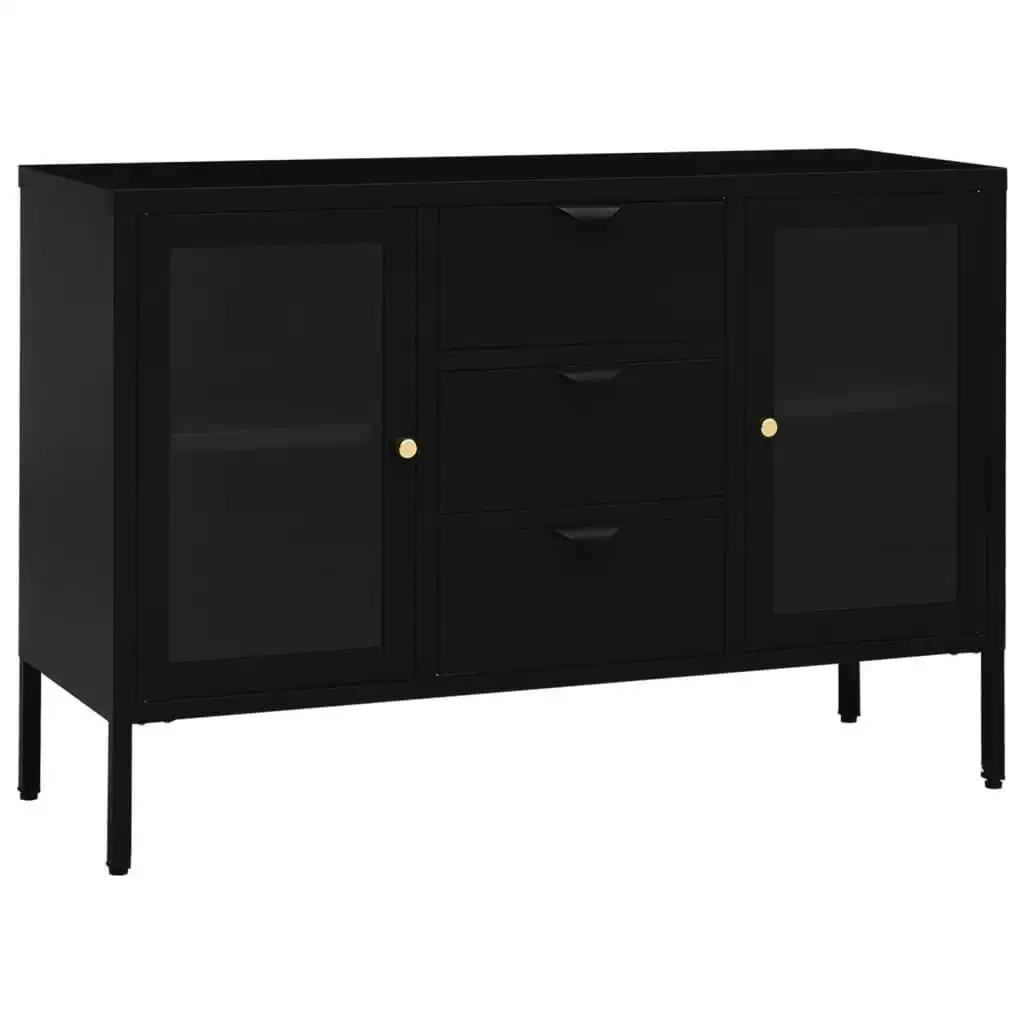 Sideboard Black 105x35x70 cm Steel and Tempered Glass 336076