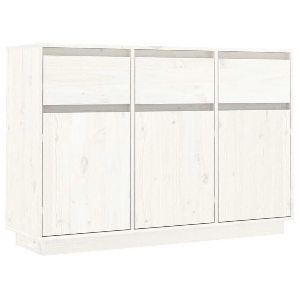 Sideboard White 110x34x75 cm Solid Wood Pine 813815