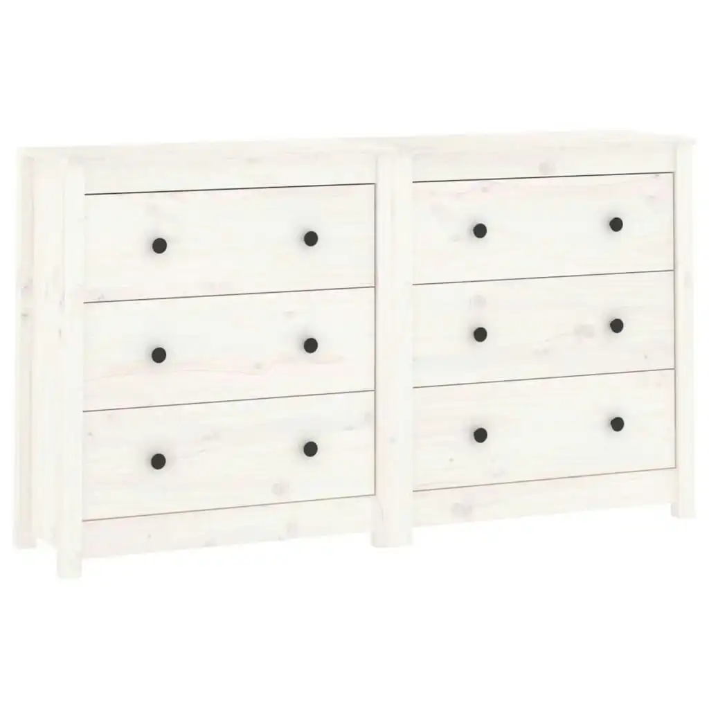 Sideboard White 140x35x80 cm Solid Wood Pine 3114080