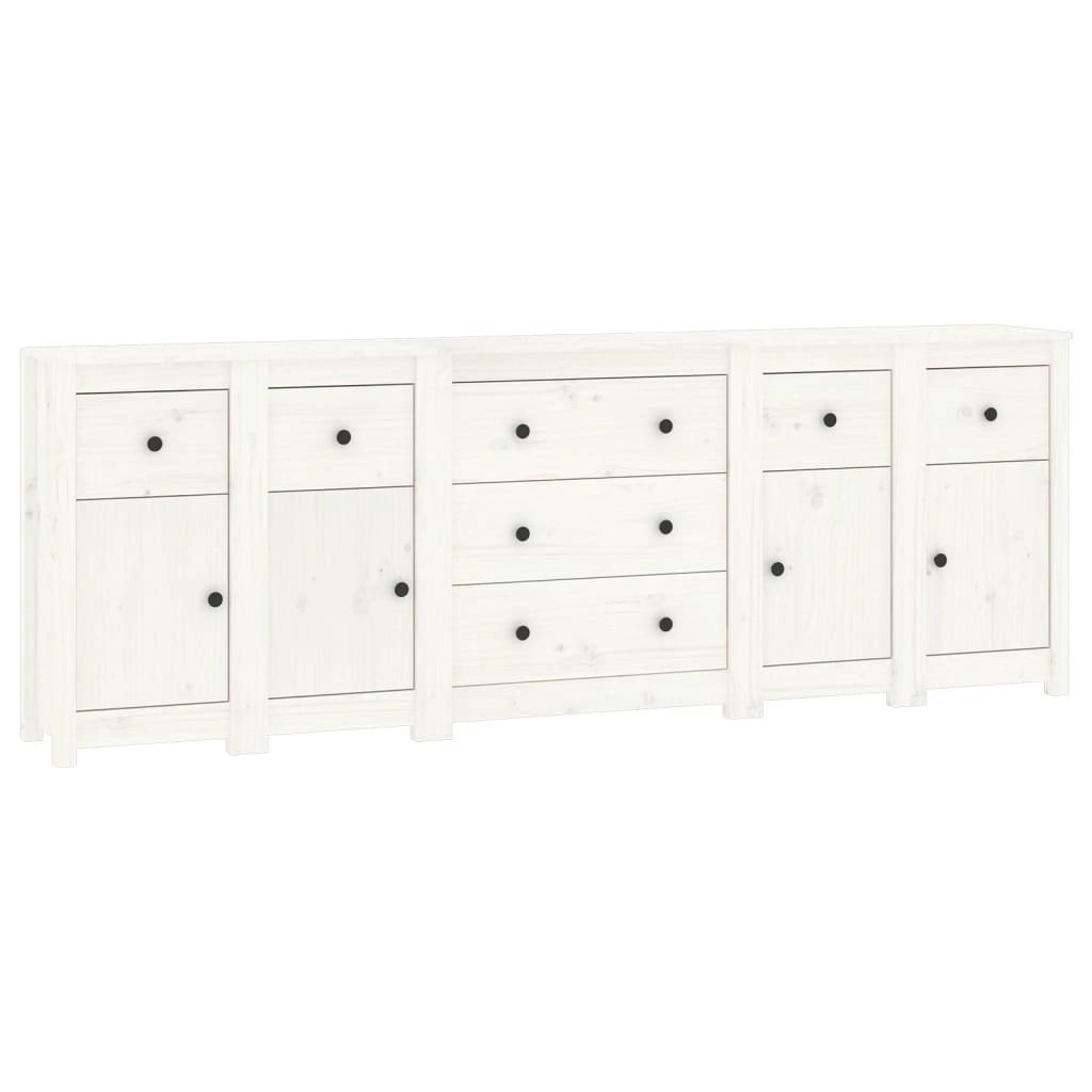 Sideboard White 230x35x80 cm Solid Wood Pine 3114095