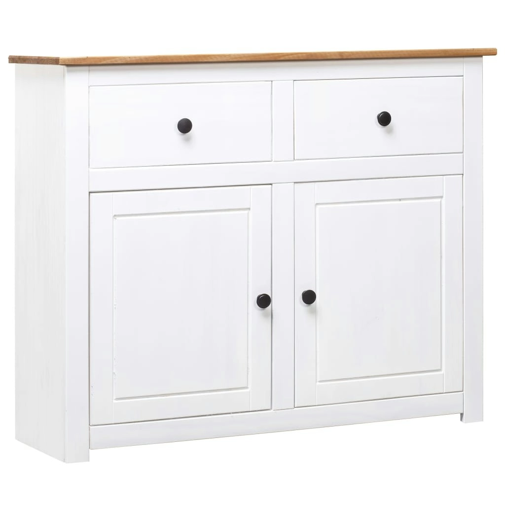 Sideboard White 93x40x80 cm Solid Pinewood Panama Range 282699