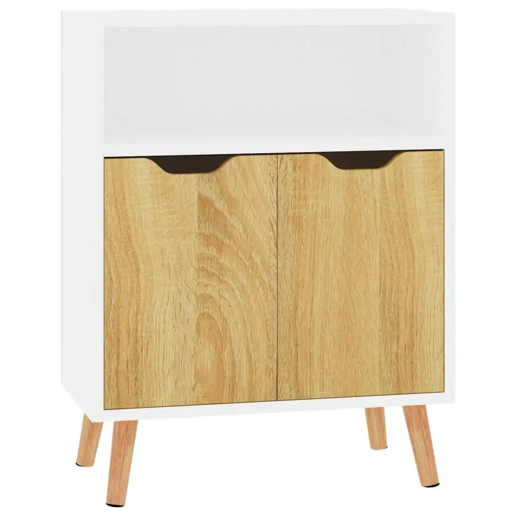 Sideboard White and Sonoma Oak 60x30x72 cm Engineered Wood 326827