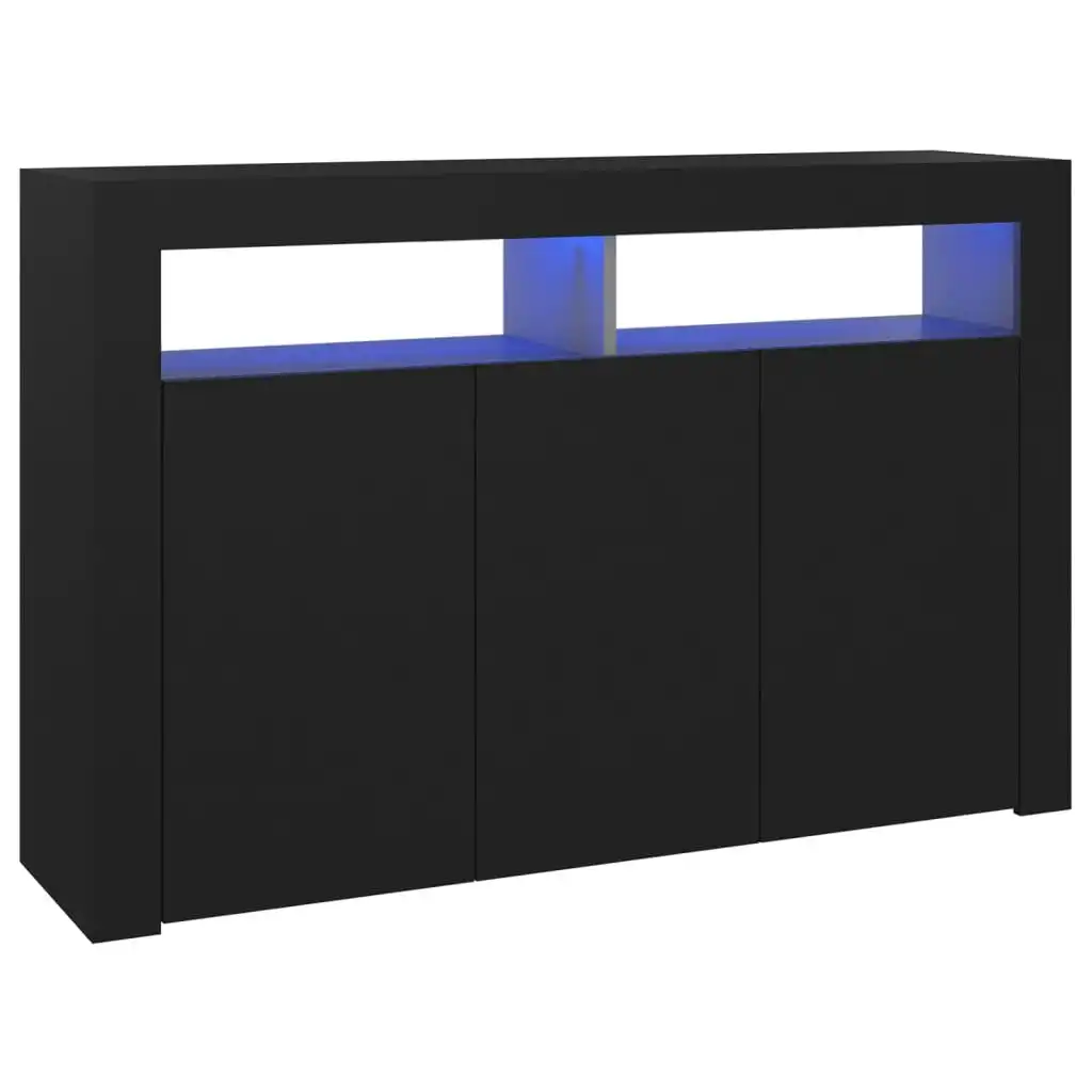 Sideboard with LED Lights Black 115.5x30x75 cm 804338