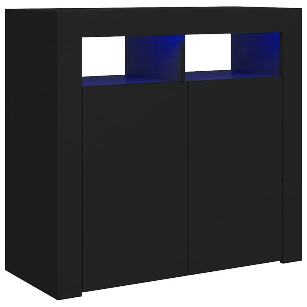 Sideboard with LED Lights Black 80x35x75 cm 804329