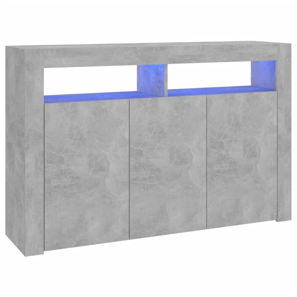 Sideboard with LED Lights Concrete Grey 115.5x30x75 cm 804341