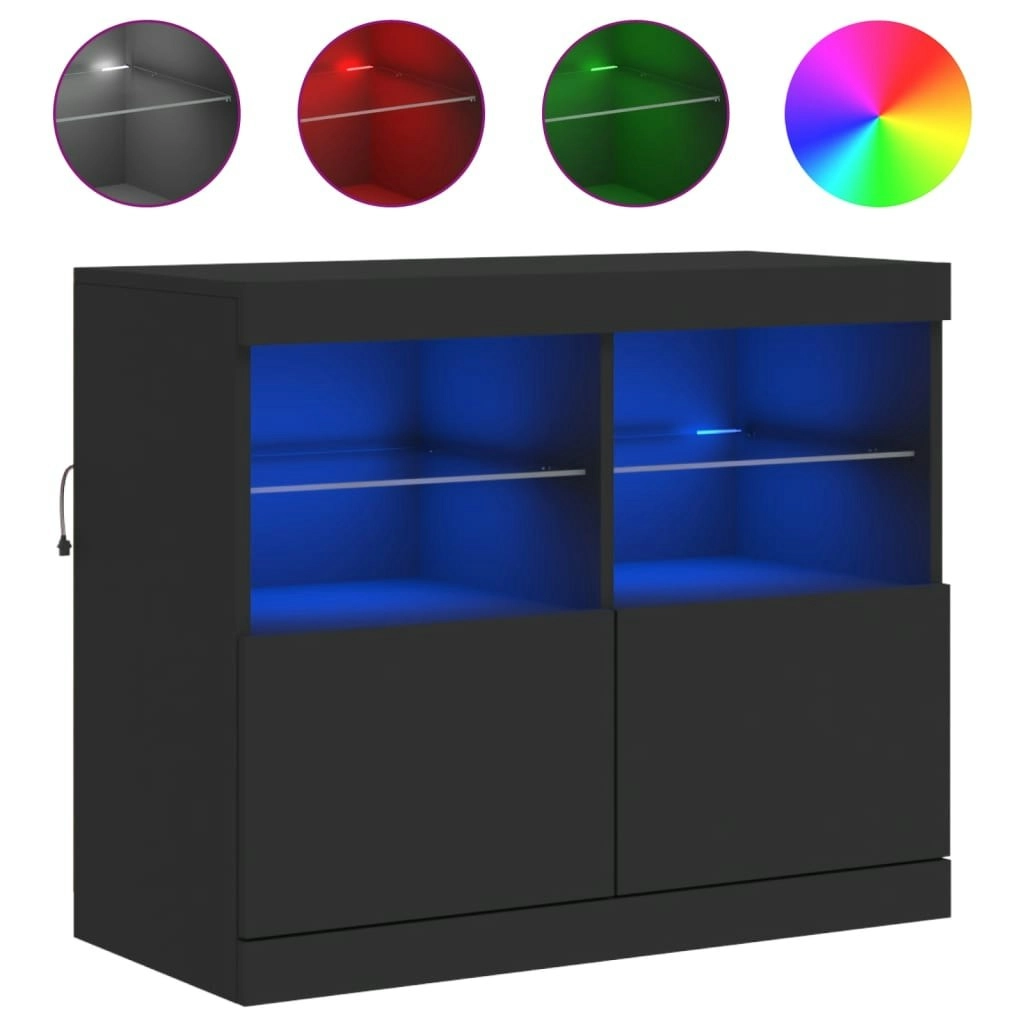 Sideboard with LED Lights Black 81x37x67 cm 836659