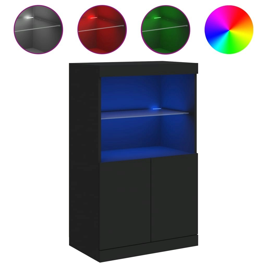 Sideboard with LED Lights Black 60.5x37x100 cm 836666