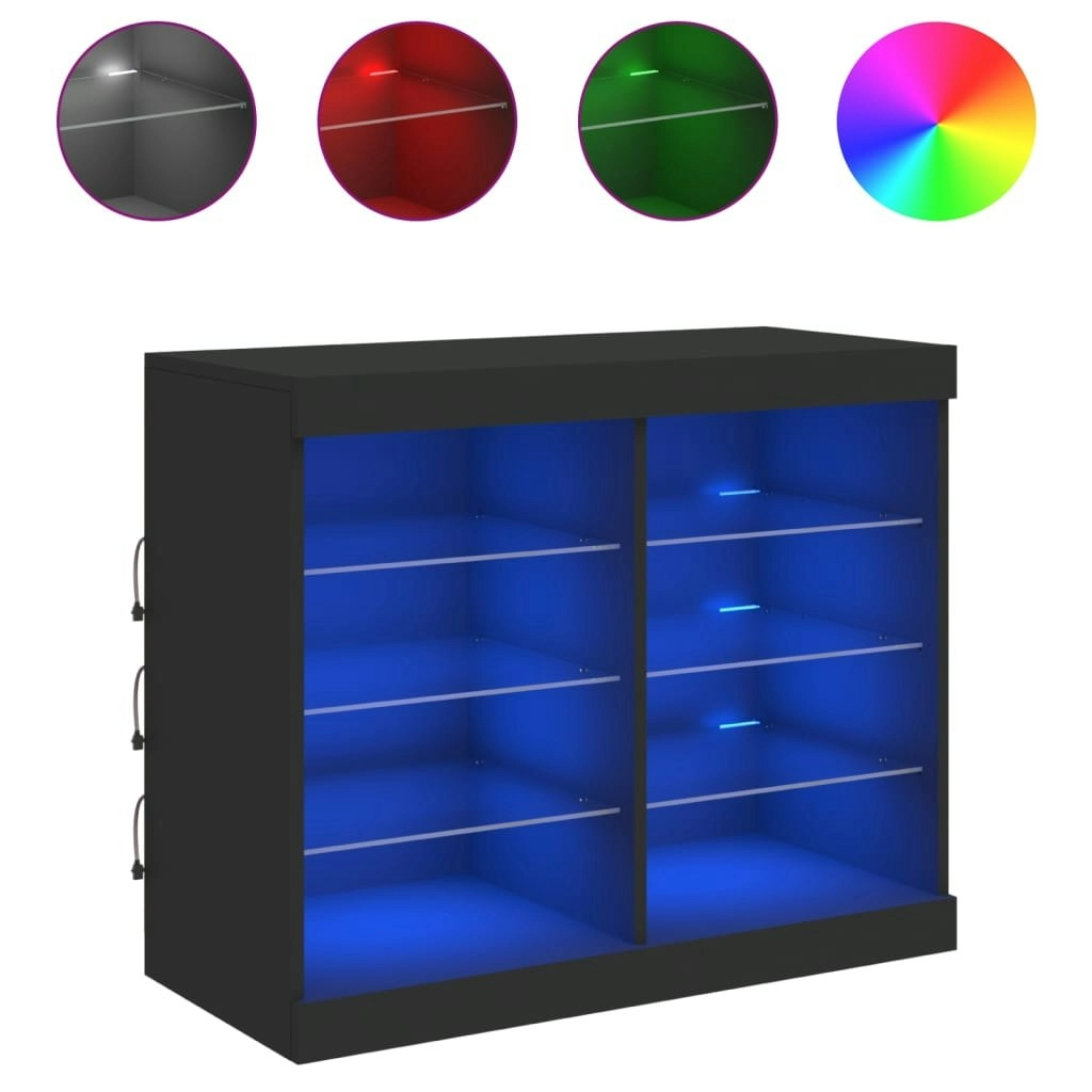 Sideboard with LED Lights Black 81x37x67 cm 836701