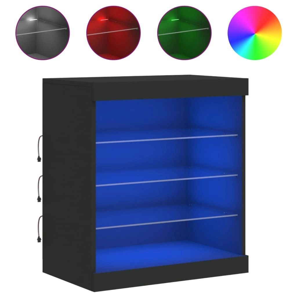 Sideboard with LED Lights Black 60.5x37x67 cm 836694