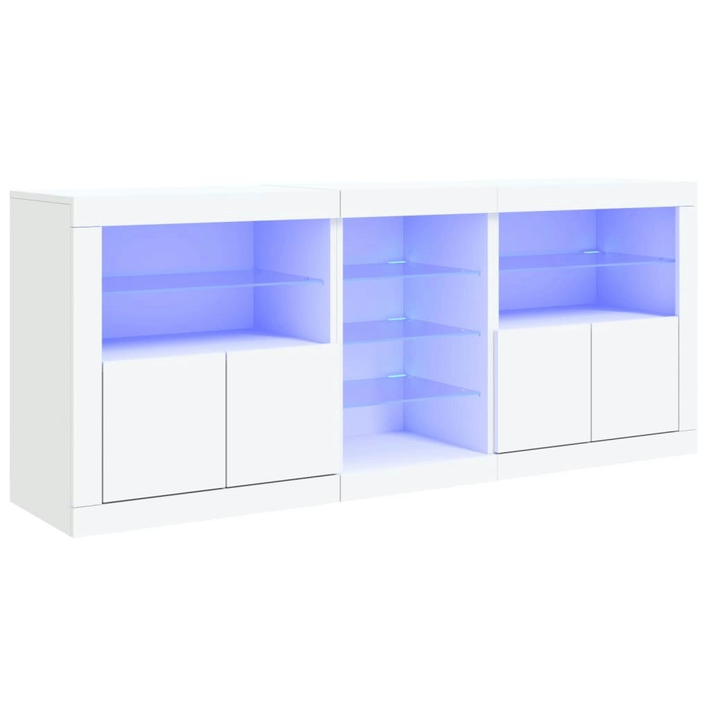 Sideboard with LED Lights White 162x37x67 cm 3209030