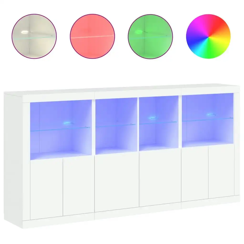 Sideboard with LED Lights White 202x37x100 cm 3209156