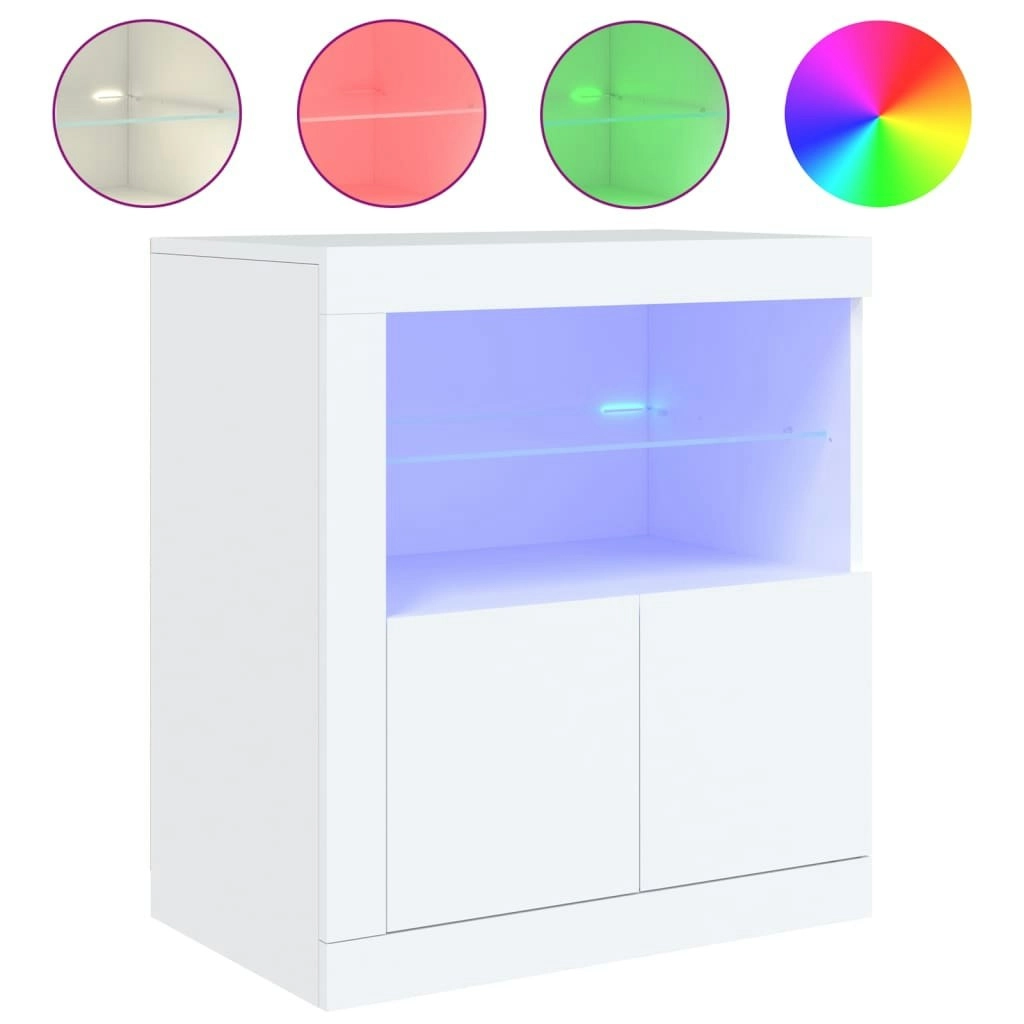 Sideboard with LED Lights White 60.5x37x67 cm 836616