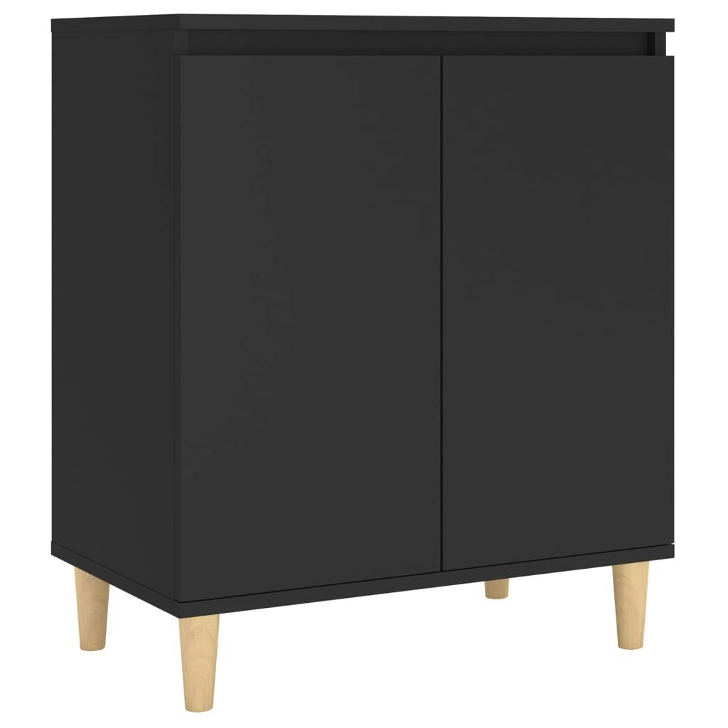 Sideboard with Solid Wood Legs Black 60x35x70 cm Engineered Wood 806068